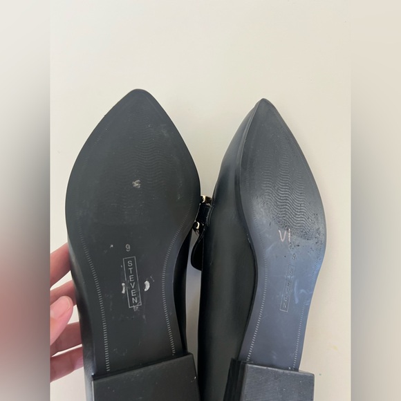 Steven By Steve Madden New York Verta Black Gold Bit Pointed Toe Flats Size 9 - Picture 12 of 13